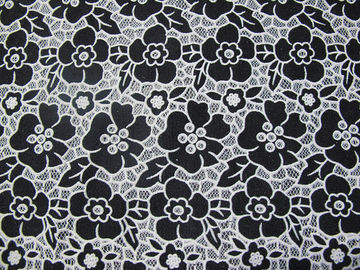 Bleu tricoté de tissu de dentelle de polyester de coton avec la dentelle de fleur de burn-out (CY-DK0019) fournisseur