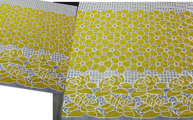 Tissu jaune de dentelle de polyester de coton floral avec la teinture qui respecte l'environnement (CY-DK0032) fournisseur