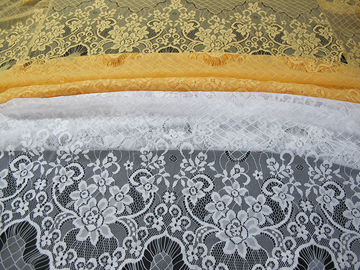Polyamide jaune cranté par tissu en nylon décoratif de dentelle de cil pour la robe de nuit (CY-DN0005) fournisseur