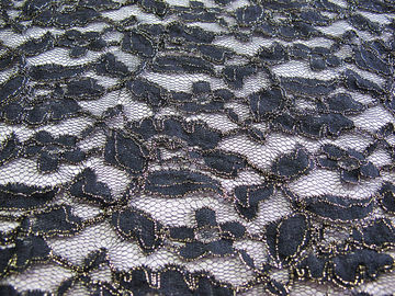 Tissu métallique de dentelle de crochet d'or en nylon de coton de bleu royal par la cour fournisseur