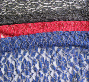 Tissu métallique de dentelle de crochet d'or en nylon de coton de bleu royal par la cour fournisseur