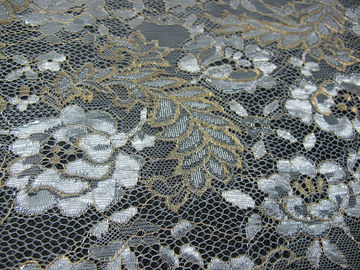 Bleu métallique de tissu de dentelle de cru, tissu floral en nylon SYD-0002 de dentelle de Tulle fournisseur