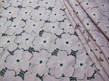 Tissu en nylon de dentelle de coton lourd floral/tissu blanc SYD-0005 de dentelle de bout droit fournisseur