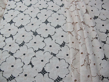 Tissu en nylon de dentelle de coton lourd floral/tissu blanc SYD-0005 de dentelle de bout droit fournisseur