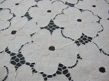 Tissu en nylon de dentelle de coton lourd floral/tissu blanc SYD-0005 de dentelle de bout droit fournisseur