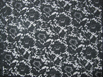 Rétrécissement-Résistant tricoté floral de tissu de dentelle attaché par nylon noir fournisseur