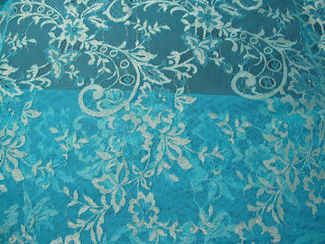 Vert métallique en nylon de tissu de dentelle de fleur étirable tricoté pour l'habillement fournisseur