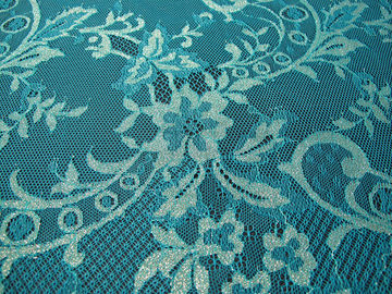 Vert métallique en nylon de tissu de dentelle de fleur étirable tricoté pour l'habillement fournisseur