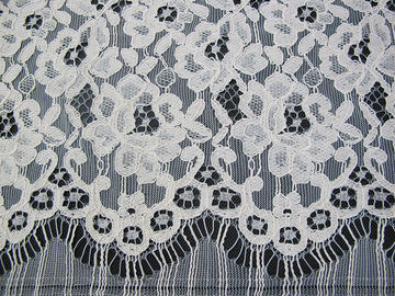 Le cil a attaché rayonne florale de tissu de dentelle le matériel lourd blanc de dentelle/en nylon fournisseur