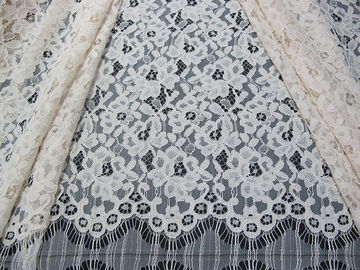 Le cil a attaché rayonne florale de tissu de dentelle le matériel lourd blanc de dentelle/en nylon fournisseur