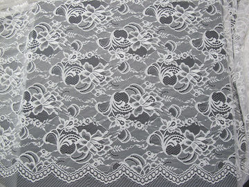Floral suisse en nylon blanc de tissu de dentelle tricoté avec la dentelle de frontière et le bord de feston fournisseur