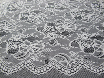 Floral suisse en nylon blanc de tissu de dentelle tricoté avec la dentelle de frontière et le bord de feston fournisseur