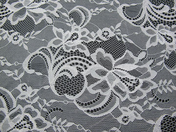 Floral suisse en nylon blanc de tissu de dentelle tricoté avec la dentelle de frontière et le bord de feston fournisseur