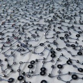 Paillettes brillantes et tissu perlé de dentelle pour le vêtement de dames fournisseur