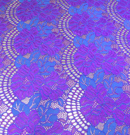 tissu en nylon de dentelle de coton floral de largeur de 150CM pourpre/blanc/noir pour l'habillage de dames fournisseur