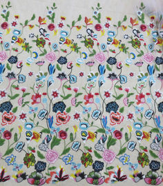 Tissu brodé floral multicolore de dentelle, textiles de mode de crochet fournisseur
