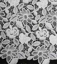 Coutume florale de règlage de tissu de dentelle de bleu marine de polyester extensible imprimée fournisseur