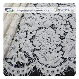 Tissu nuptiale de dentelle attaché par blanc pour épouser, tissu de dentelle de broderie fournisseur