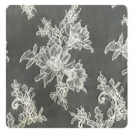 Équilibre en ivoire de dentelle de Chantilly de cil, tissu crème nuptiale de dentelle de corde fournisseur
