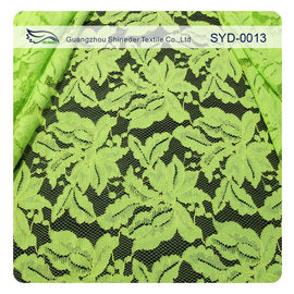 Tissu en nylon de dentelle de corde de coton vert et noir pour Madame Garment, modèle de feuille fournisseur