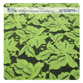 Tissu en nylon de dentelle de corde de coton vert et noir pour Madame Garment, modèle de feuille fournisseur