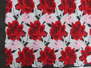 La couleur trois lourde a brodé le tissu de dentelle de crochet/tissu de couture fournisseur