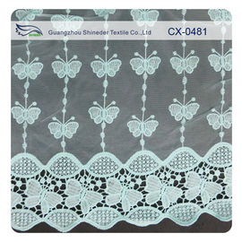 Tissu de dentelle de broderie d'organza de papillon, teinture qui respecte l'environnement/teinture normale fournisseur