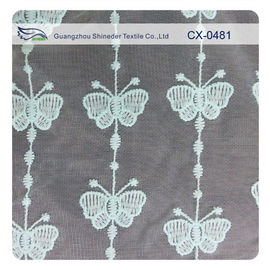 Tissu de dentelle de broderie d'organza de papillon, teinture qui respecte l'environnement/teinture normale fournisseur
