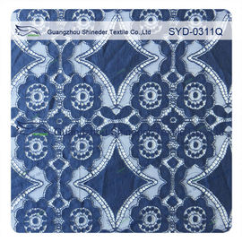 Tissu en nylon de dentelle de bout droit de beau coton géométrique bleu profond/tissu rideau en dentelle fournisseur