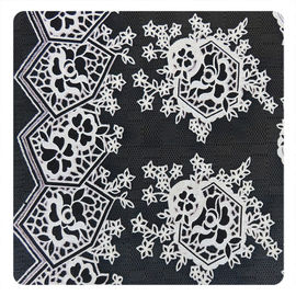 Beau tissu floral noir de dentelle de coton de polyester, tissu suisse de dentelle de mode fournisseur