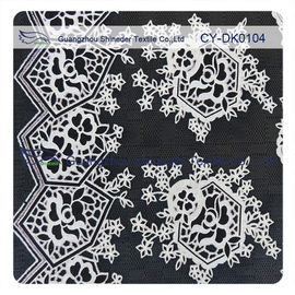 Beau tissu floral noir de dentelle de coton de polyester, tissu suisse de dentelle de mode fournisseur
