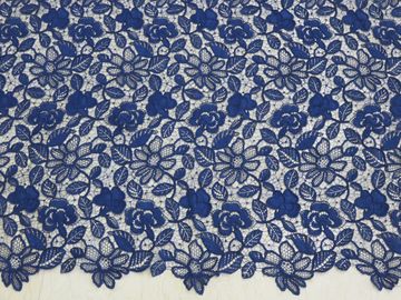 Travail manuel brodé floral de tissu de dentelle de corde de bleu royal pour la robe de femme fournisseur