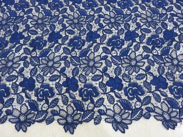 Travail manuel brodé floral de tissu de dentelle de corde de bleu royal pour la robe de femme fournisseur